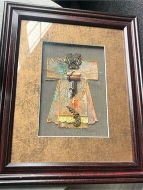 Kathleen Master Signed Mixed Media Art Boho Abstract Framed Textured Wall Decor